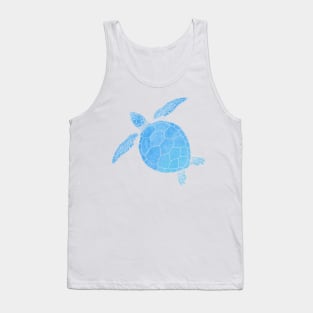 Blue Watercolor Sea Turtle - Coastal Minimal Digital Graphic Design Tank Top